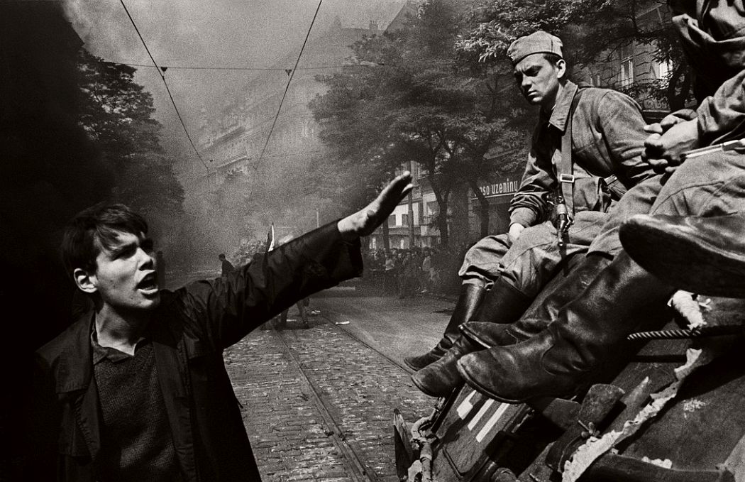 CZECHOSLOVAKIA. Prague. August 1968. Invasion by Warsaw Pact troops in front of the Radio headquarters.