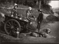 Milk sellers in Brussels, Belgium in the 19th Century