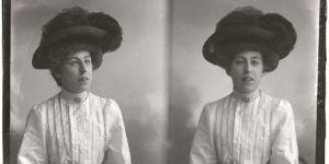 Vintage Glass Plate diptych portraits of Women & Girls (1904-1917)
