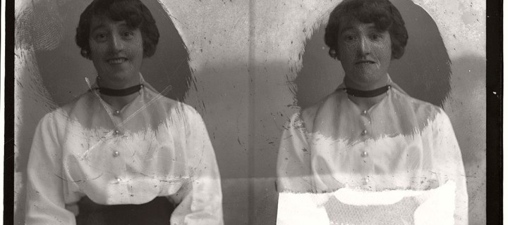Vintage Glass Plate diptych portraits of Women & Girls (1904-1917)