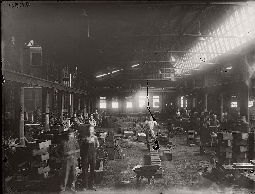 Vintage Glass Plate negatives of workers and the machinery they manufactured (1900s)