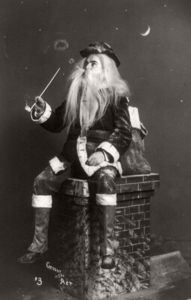 Vintage Father Christmas In The Victorian Era 19th Century Monovisions Black And White 