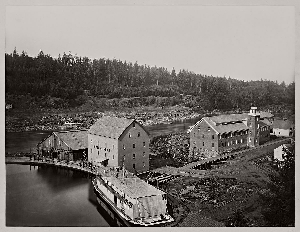 Carleton Watkins (U.S.A., 1829-1916) Flour and Woolen Mills, Oregon City 1867
