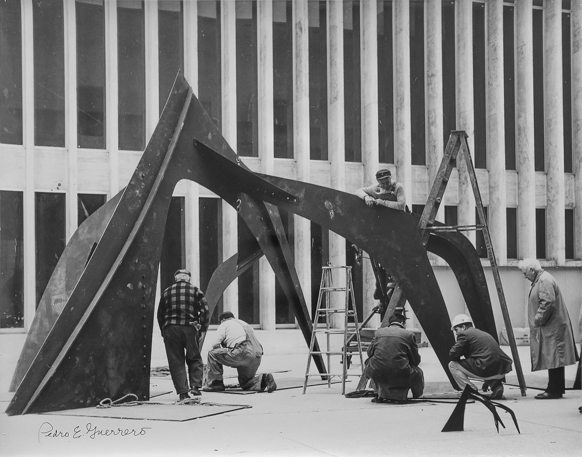 Estate of Pedro E. Guerrero, Calder Installing "Le Guichet" at Lincoln Center, NY, 1965