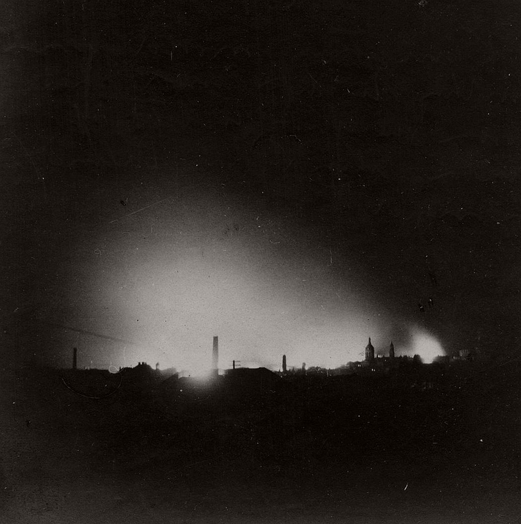 the Baltimore skyline at night during the Great Baltimore Fire of 1904