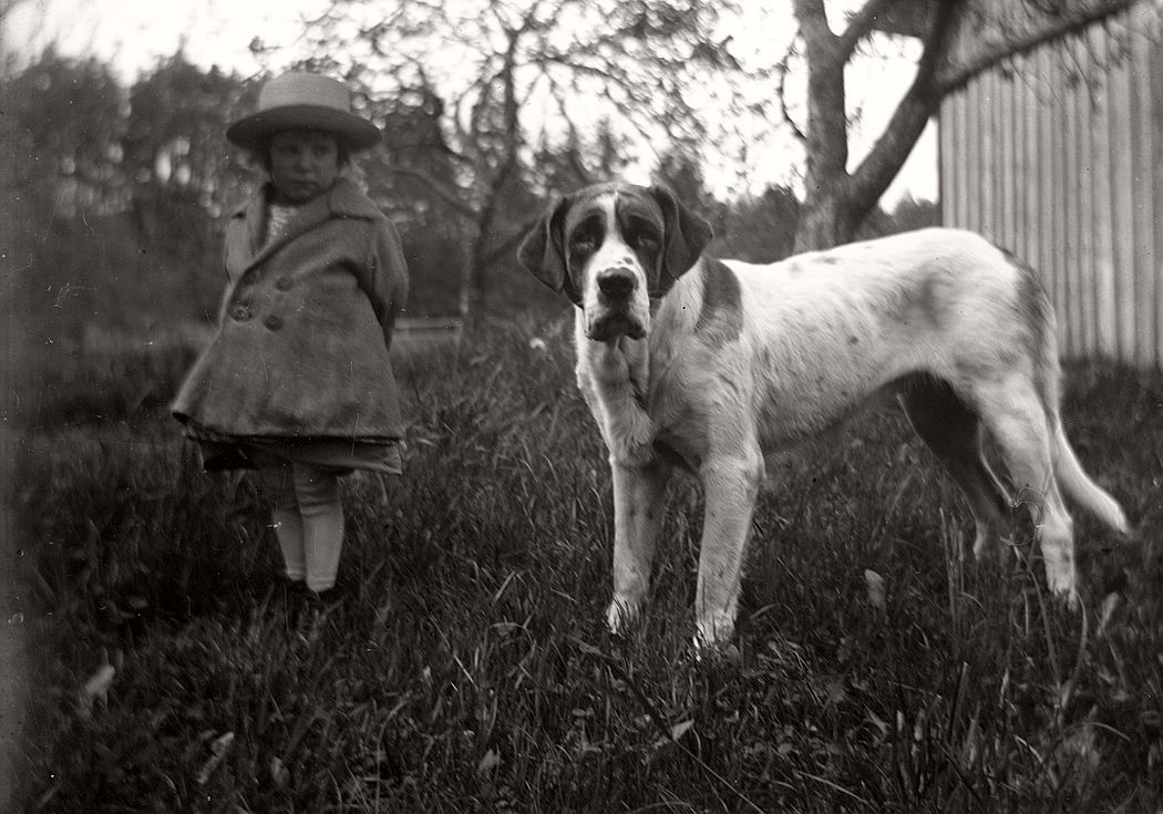 Kerstin and her dog, ca. 1928.