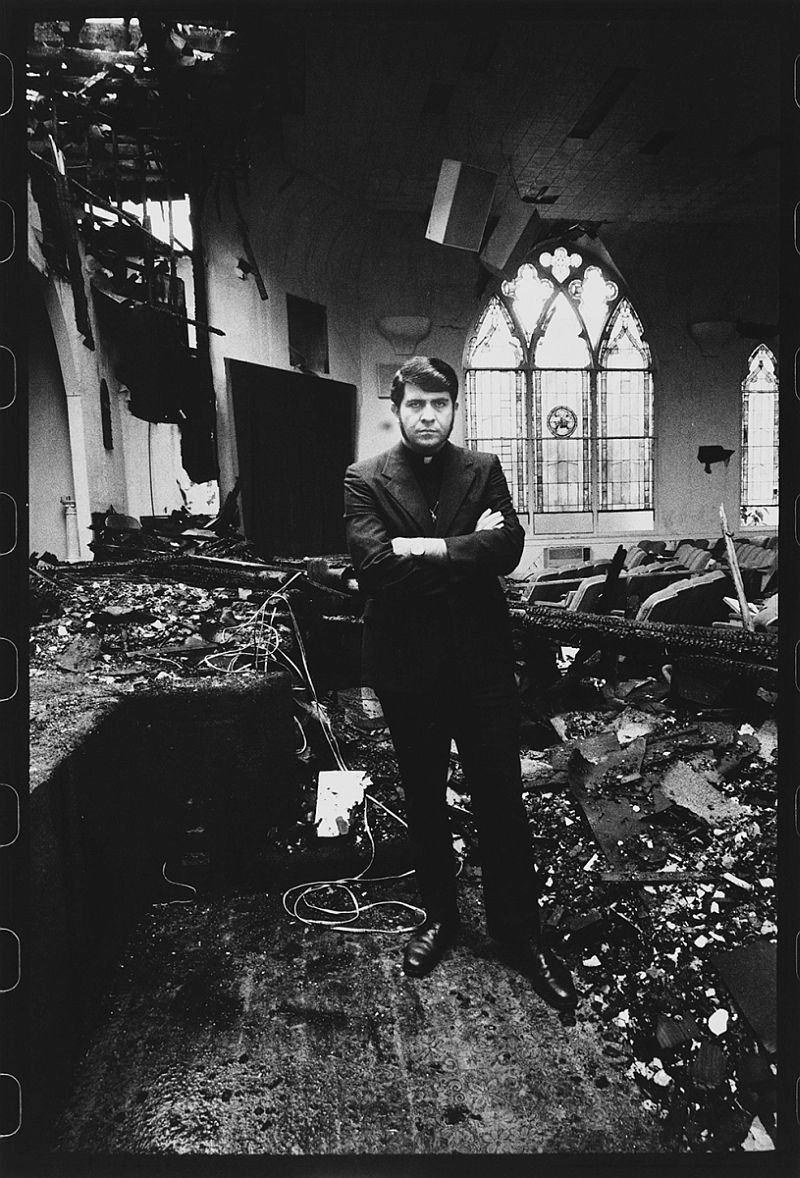 The Reverend Troy Perry, Gay Activist, In His Burnt Down Church, Los Angeles, 1973.