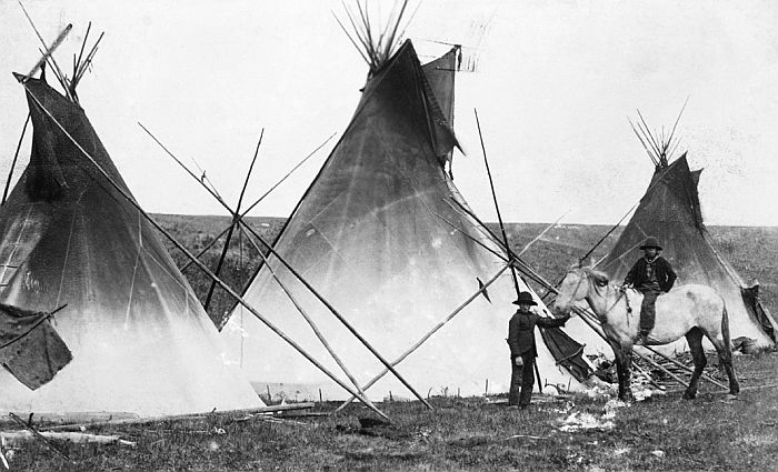 Sarcee camp west of Calgary, ca. 1886-89