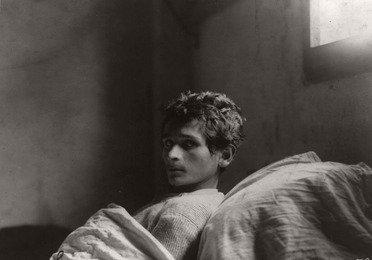   Guiseppe Uggesi, an Italian soldier in 223rd Infantry, who was in an Austrian Prison Camp at Milowitz, confined to bed with tuberculosis in January of 1919. # Library of Congress