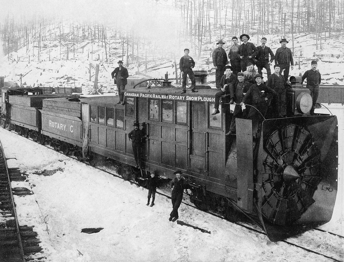 Canadian Pacific Railway rotary snow plough, Rogers Pass, British Columbia. Date: [ca. 1887-1889]