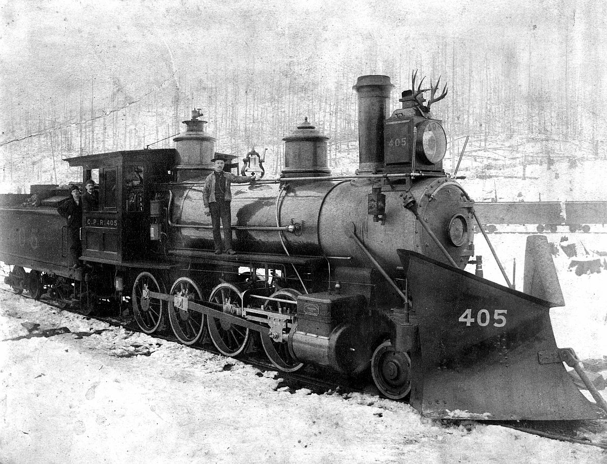 Canadian Pacific Railway locomotive, Rogers Pass, British Columbia. Date: [ca. 1887-1889]