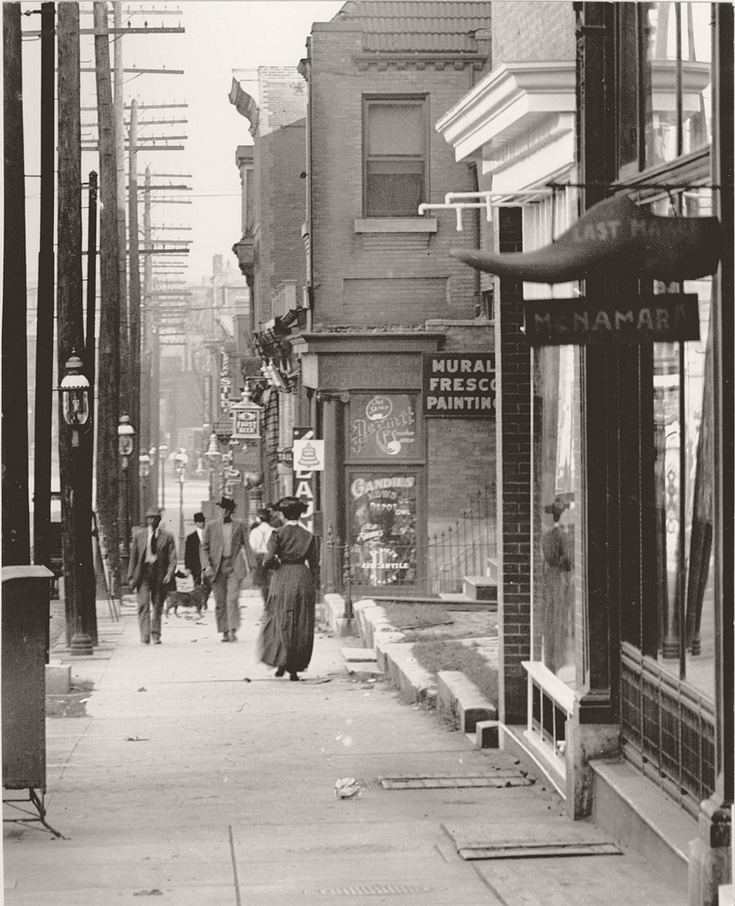 Sidewalk on the 3500 block of Olive Street, 1907