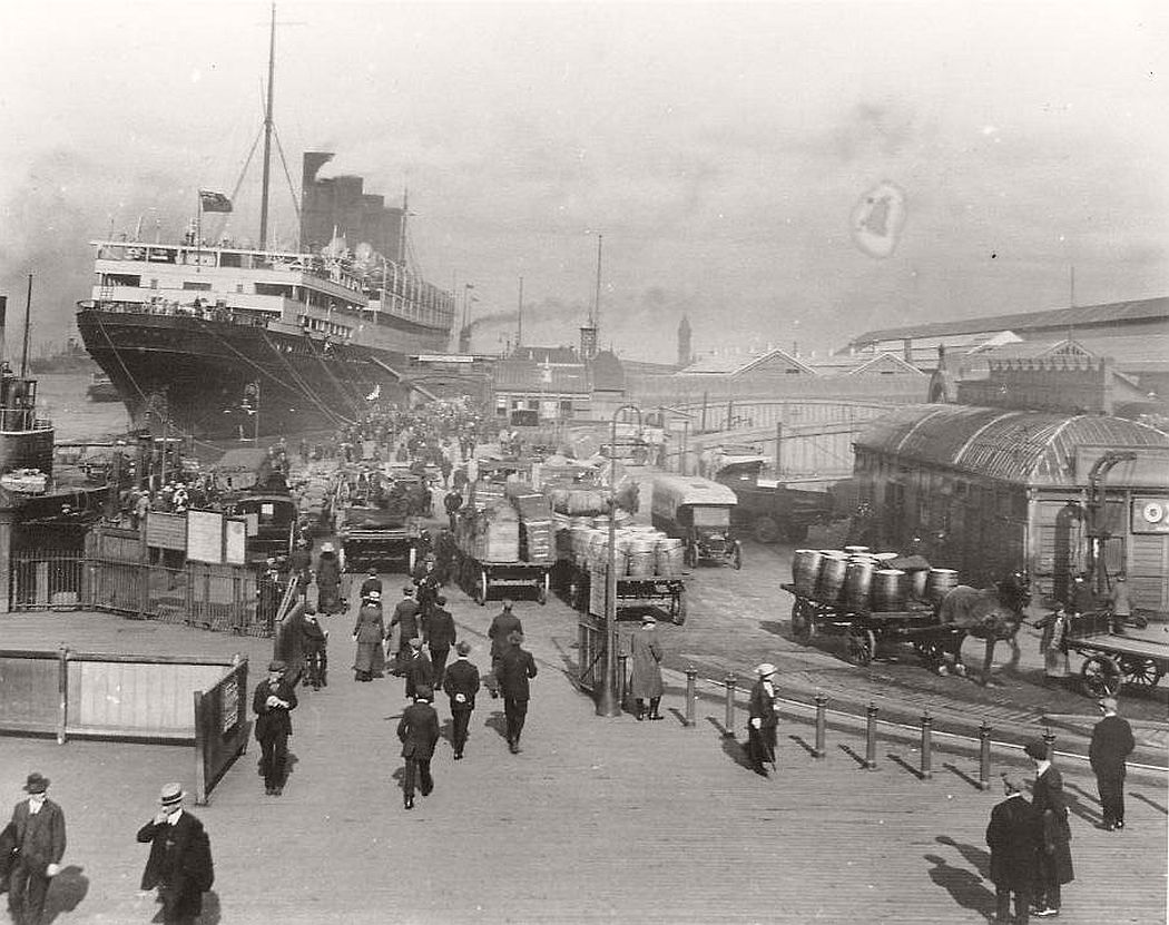 A busy day at the Pier Head, Liverpool, ca. 1900s