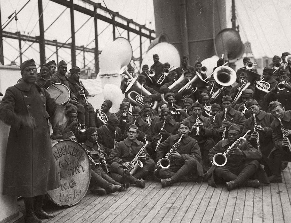 Lt. Europe and the 369th band on their way back to New York, 1919. (Corbis)