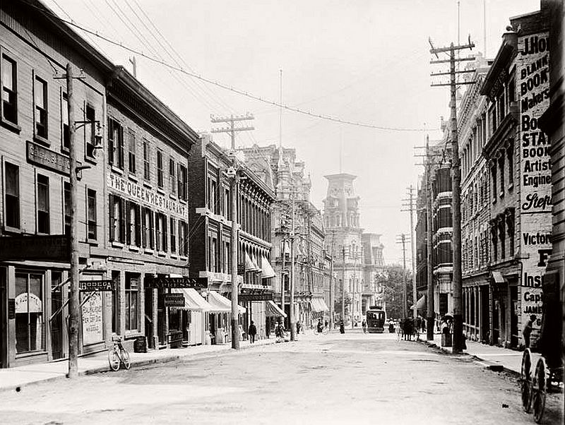 Elgin St. from Wellington with the City Hall on the left background, ca. 1890s