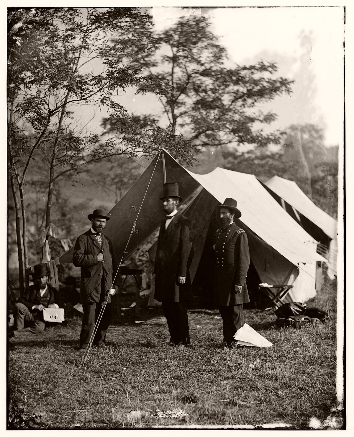 Abraham Lincoln, Allan Pinkerton and John Alexander McClernand, visiting the Antietam battlefield, 1862.