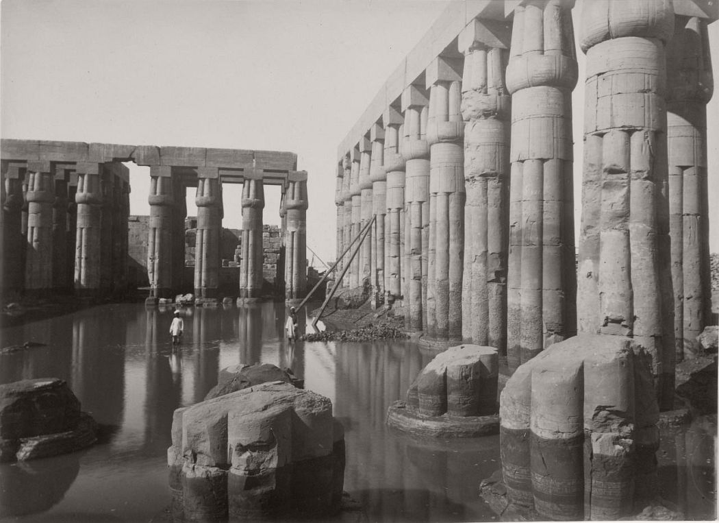 The Flooded Courtyard of Amenhotep III in the Luxor Temple, ca. 1875