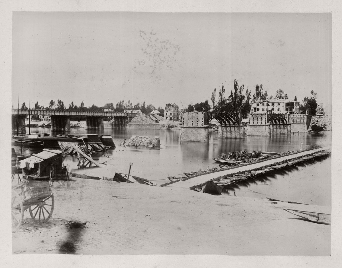 Asnières. Pontoon Bridge, 1871.