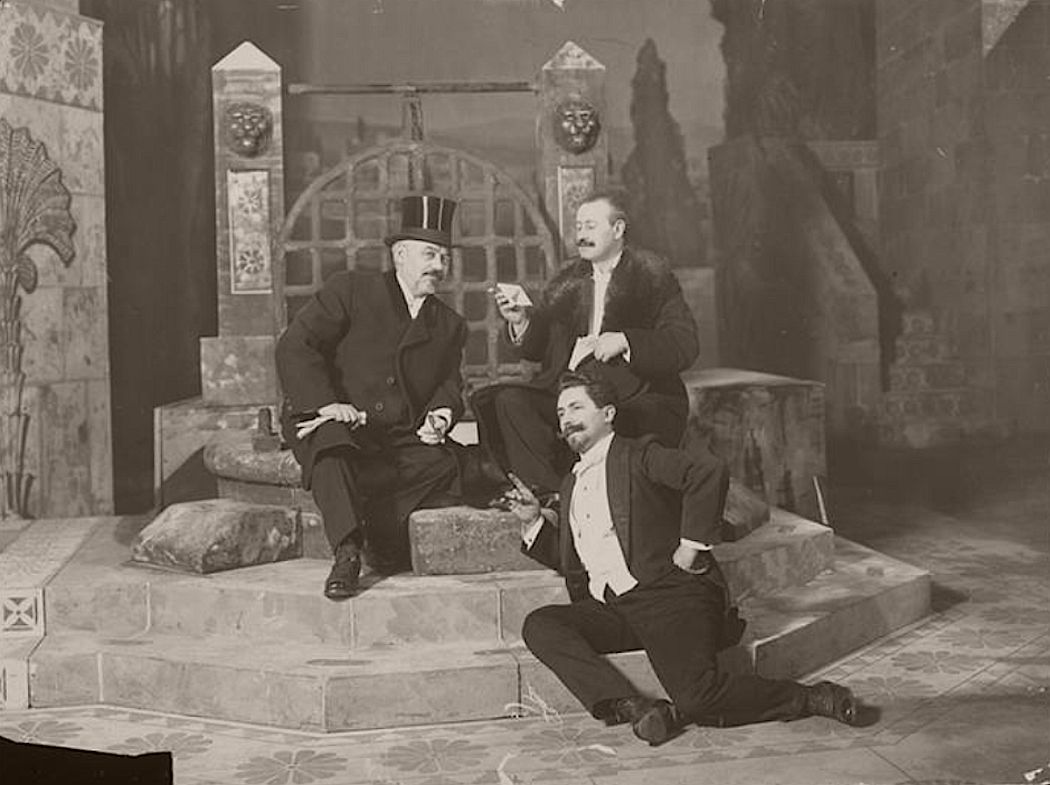 Oscar Hammerstein (left) at Manhattan Opera House, which opened December 3, 1906