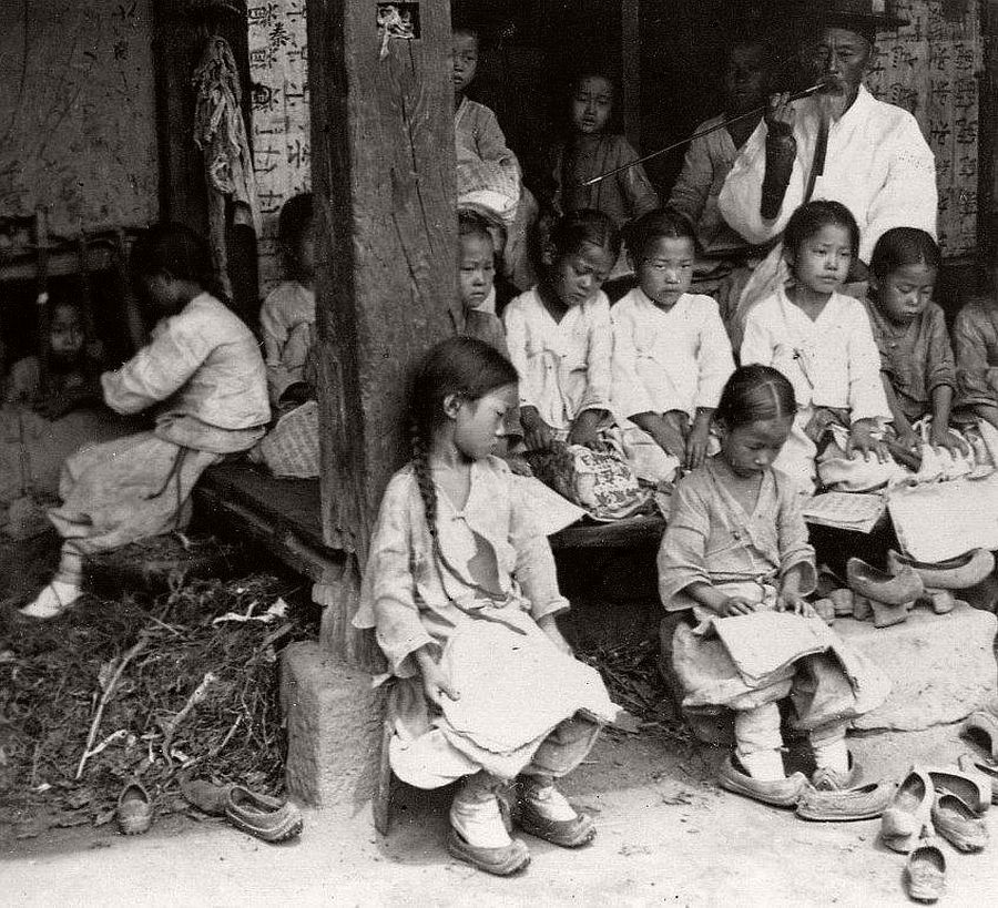 Public school with a holding cell under the floor reserved for kids, Seoul, 1903