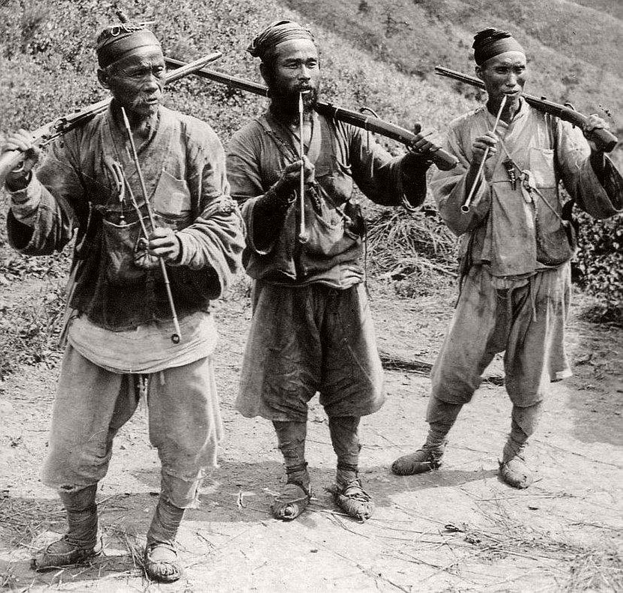 Tiger hunters in the hills outside of Seoul, ca. 1900