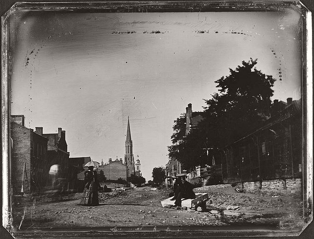 Ninth Street looking north from Chestnut, 1852