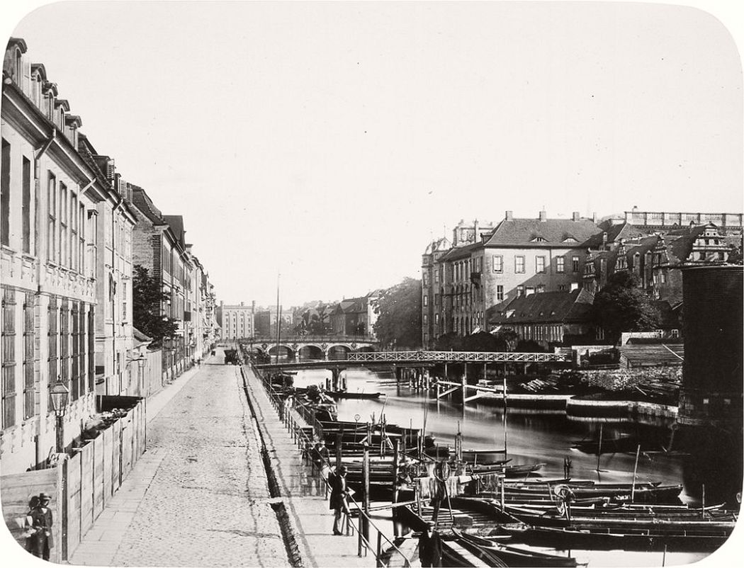Burgstraße and Lange Brücke with view towards the Royal Castle, around 1856