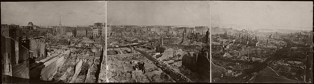Photographic panorama of the 'Burnt District' of Boston, after the Great Fire, November 9, 10, 1872
