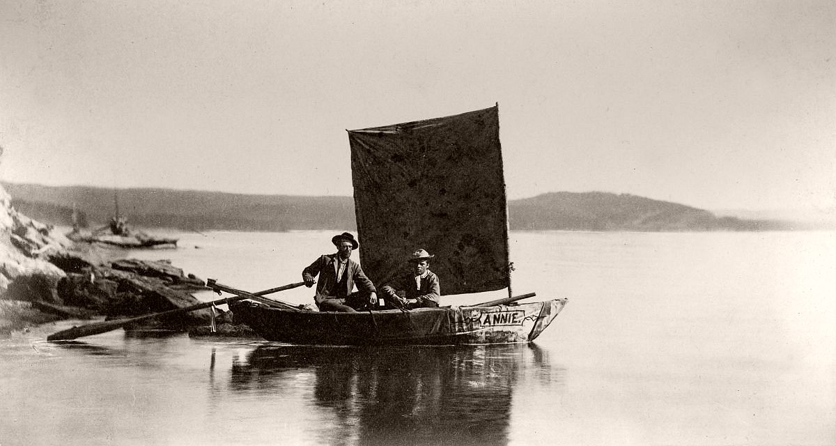 The Annie, reportedly the first boat ever launched on Yellowstone Lake, 1871. (Smith Collection/Gado/Getty Images)