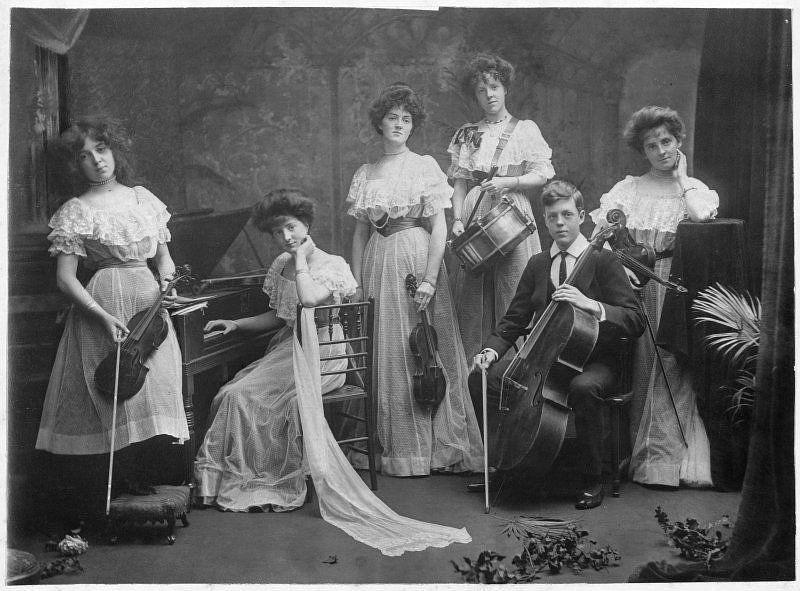 Members of the Mather family with instruments, c.1910.
