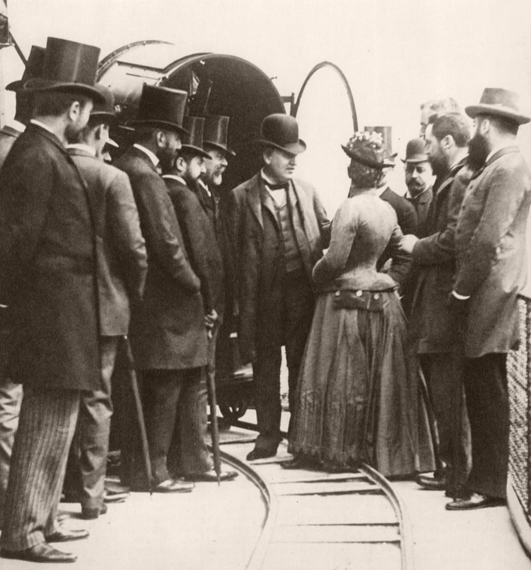  T.A. Edison and entourage at the Eiffel tower, 1889. Photo by Giuseppe Primoli
