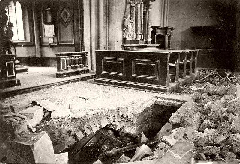 As a part of a series documenting the destruction caused by the 1880 Zagreb earthquake, Standl photographed the damaged interior of the Zagreb Cathedral.