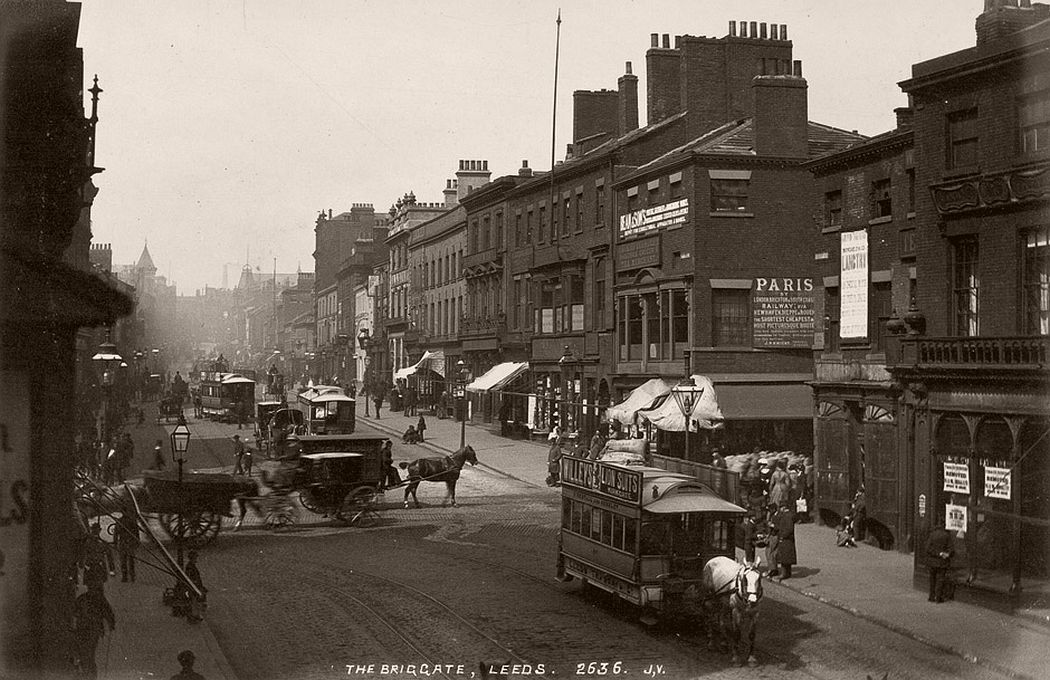 The Briggate, Leeds, 1880s.