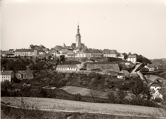 View of city Tábor, Czech Republic, from North at the end of 19th century.