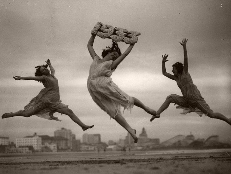 Vintage Women Greeting New Year In Swimsuits 1930s Monovisions Black And White Photography 