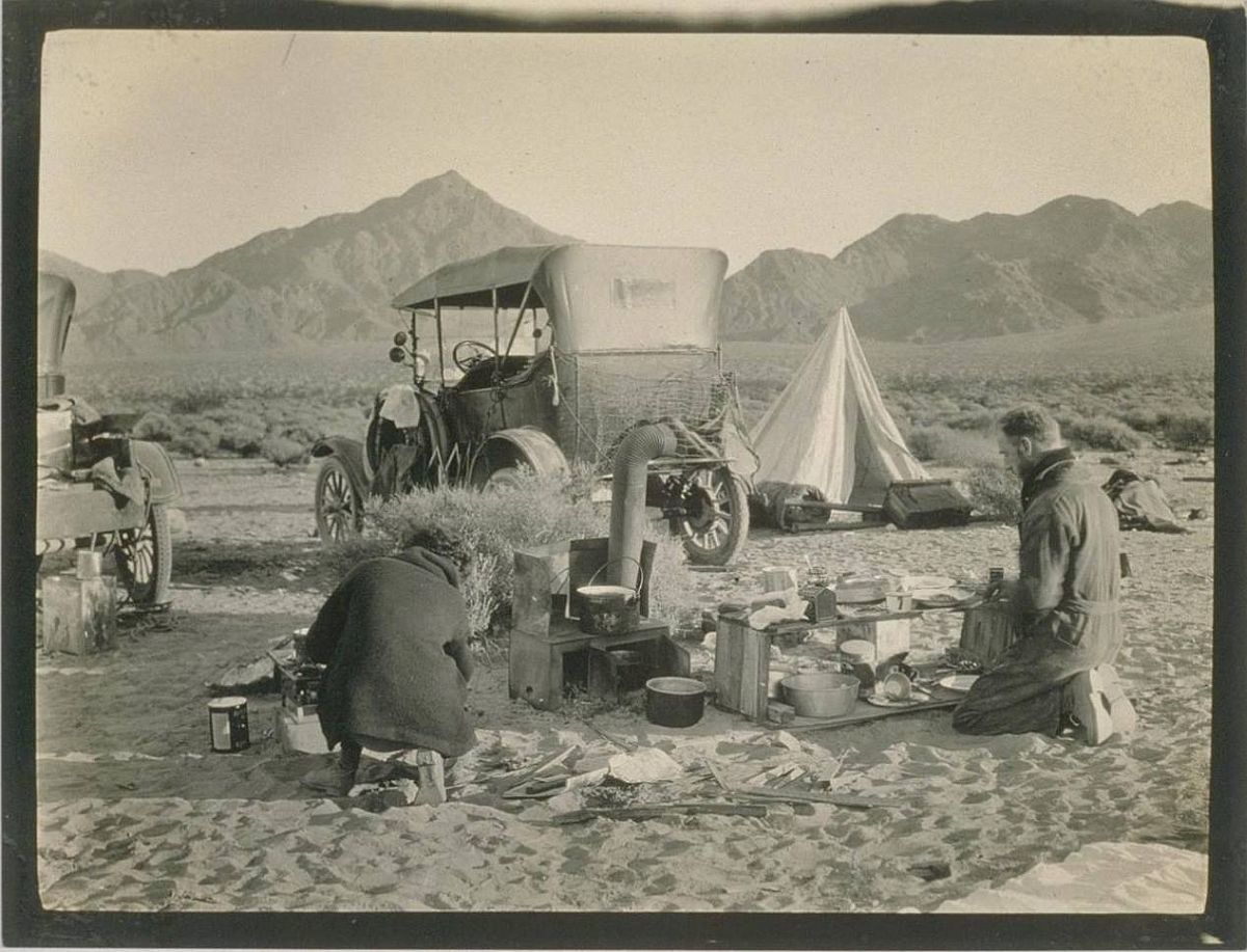 A camp site on the desert.