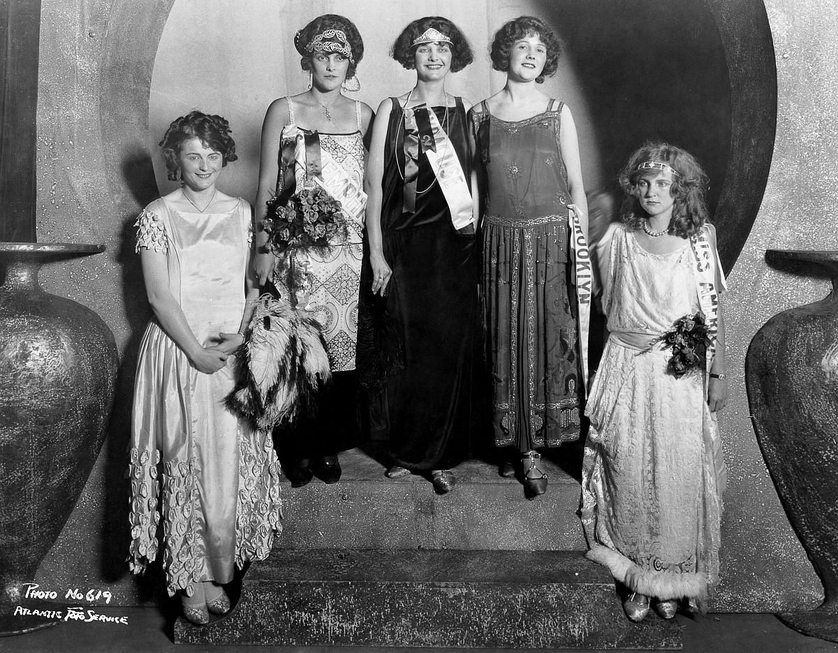 1923 - Gorman, far right, stands with other Miss America contestants. Mary Campbell, far left, won the title for the second consecutive year.