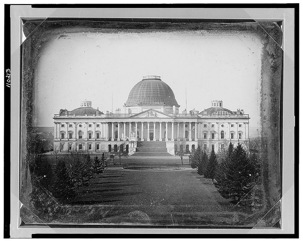 The United States Capitol, photographed by John Plumbe, Jr., in 1846 (note the early Charles Bulfinch dome) (via Library of Congress)