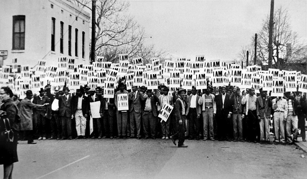Ernest C. Withers, American, 1922 – 2007, I Am A Man, Sanitation Workers Strike, Memphis, March 28. 1968, Gelatin silver print, printed from original negative in 1999, Memphis Brooks Museum of Art purchase with funds provided by Ernest and Dorothy Withers, Panopticon Gallery, Inc., Waltham, MA, Landon and Carol Butler, The Deupree Family Foundation, and The Turley Foundation  2005.3.33 © Withers Family Trust