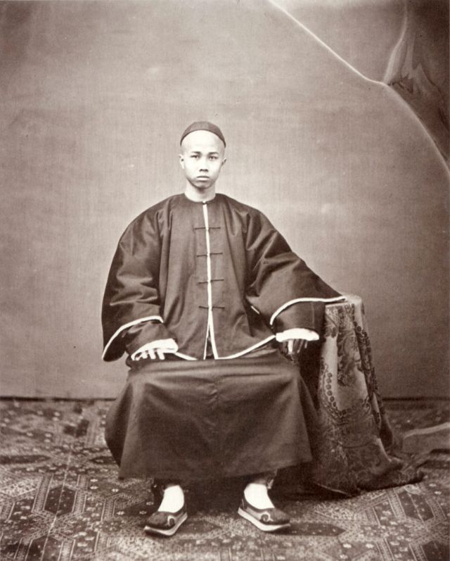 A Cantonese man dressed for Chinese New Year, Canton, 1861-64