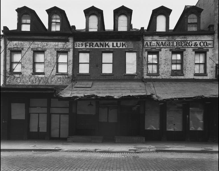 327, 329, and 331 Washington Street, Between Jay and Harrison Streets, 1966–67. Danny Lyon (American, born 1942). Gelatin silver print; 23.5 x 30 cm. The Cleveland Museum of Art, Gift of George Stephanopoulos, 2011.253. © Danny Lyon / Magnum Photos