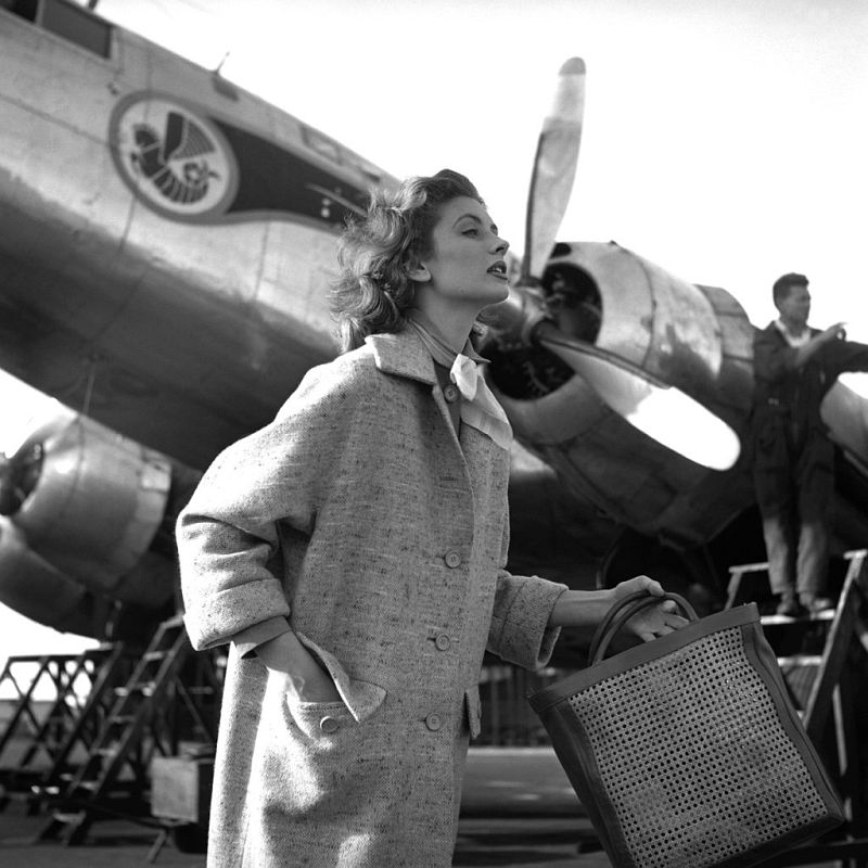 Georges Dambier Suzy Parker Casablanca Airport, Magazine Elle 1953