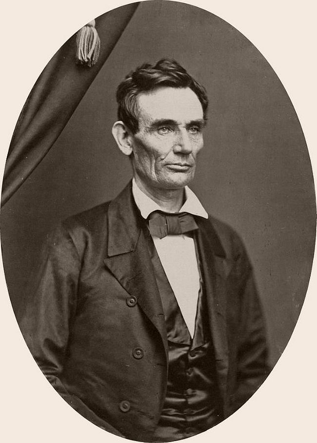 1858 – Roderick M. Cole “...the Photo you have of Abraham Lincoln is a copy of a Daguerreotype, that I made in my gallery in this city [Peoria] during the Lincoln and Douglas campaign. I invited him to my gallery to give me a sitting...and when I had my plate ready, he said to me, 'I cannot see why all you artists want a likeness of me unless it is because I am the homeliest man in the State of Illinois.'” — R.M. Cole, July 3, 1905 letter to David McCulloch. Lincoln liked this image and often signed photographic prints for admirers. In fact, in 1861, he even gave a copy to his stepmother. The image was extensively employed on campaign ribbons in the 1860 Presidential campaign, and Lincoln “often signed photographic prints for visitors.”