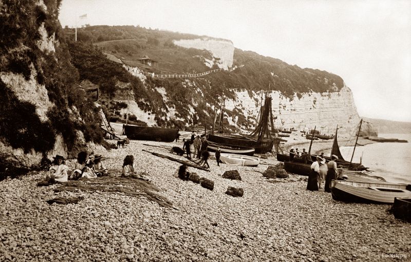 The beach, Beer, Devon, circa 1900-1910