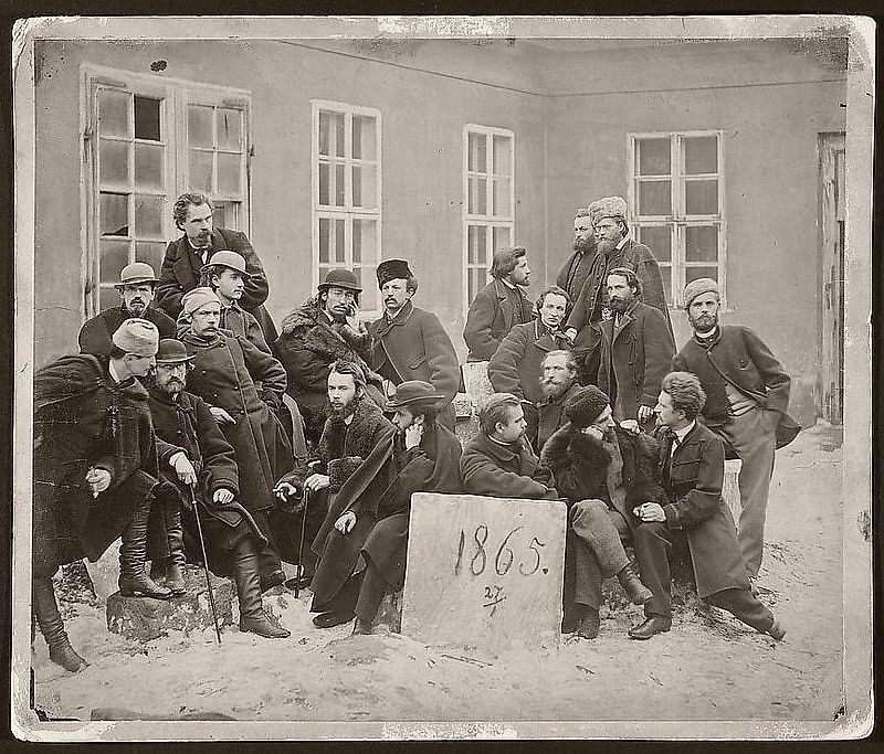 Group portrait of Artur Grottger friends, 1865 