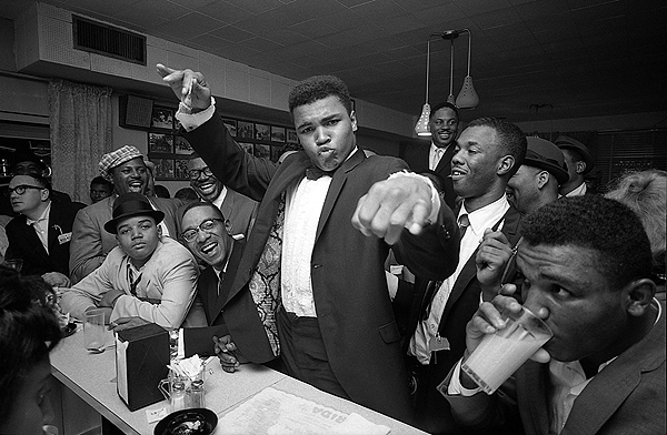 Cassius Clay (Muhammad Ali) victory party after he defeated Sonny Liston for the Heavyweight Championship, February, 1964