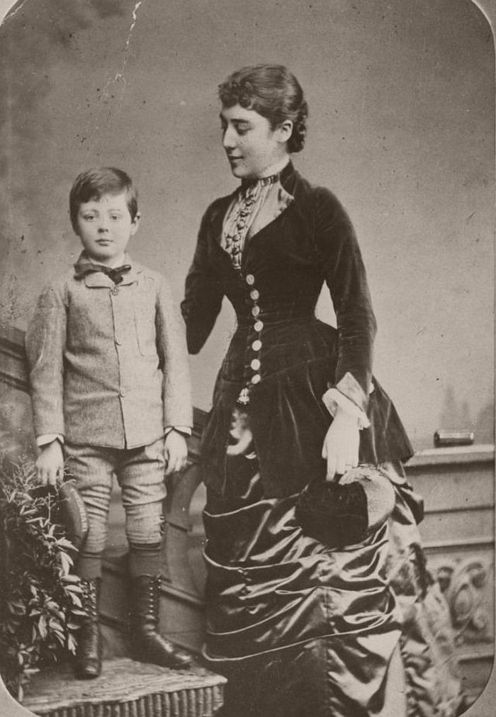 Winston Churchill aged 6 with his aunt Lady Leslie, 1880.