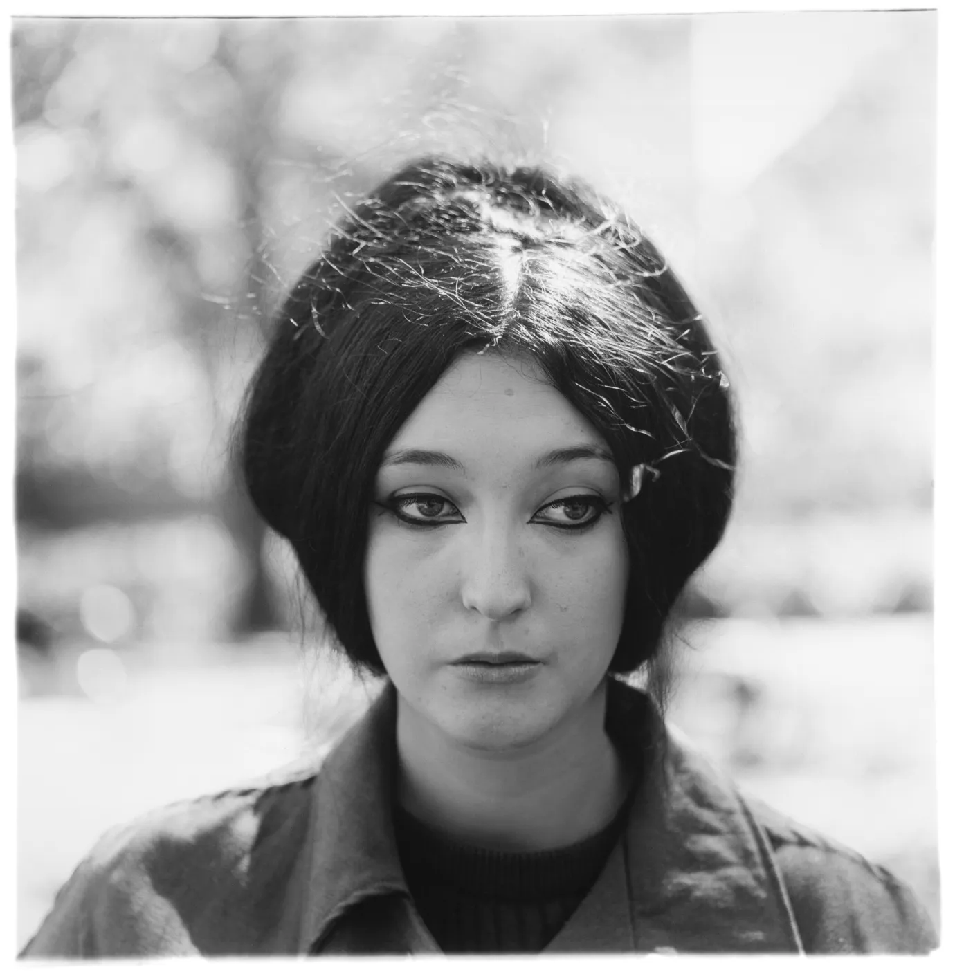  Woman with eyeliner, N.Y.C. 1967 gelatin silver print, 20 x 16 inches (sheet) [50.8 x 40.6 cm]