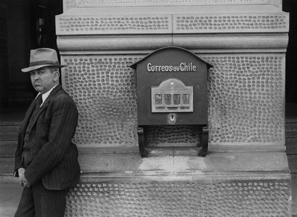 ELLEN AUERBACH  Male and Mailbox, Chile, 1948