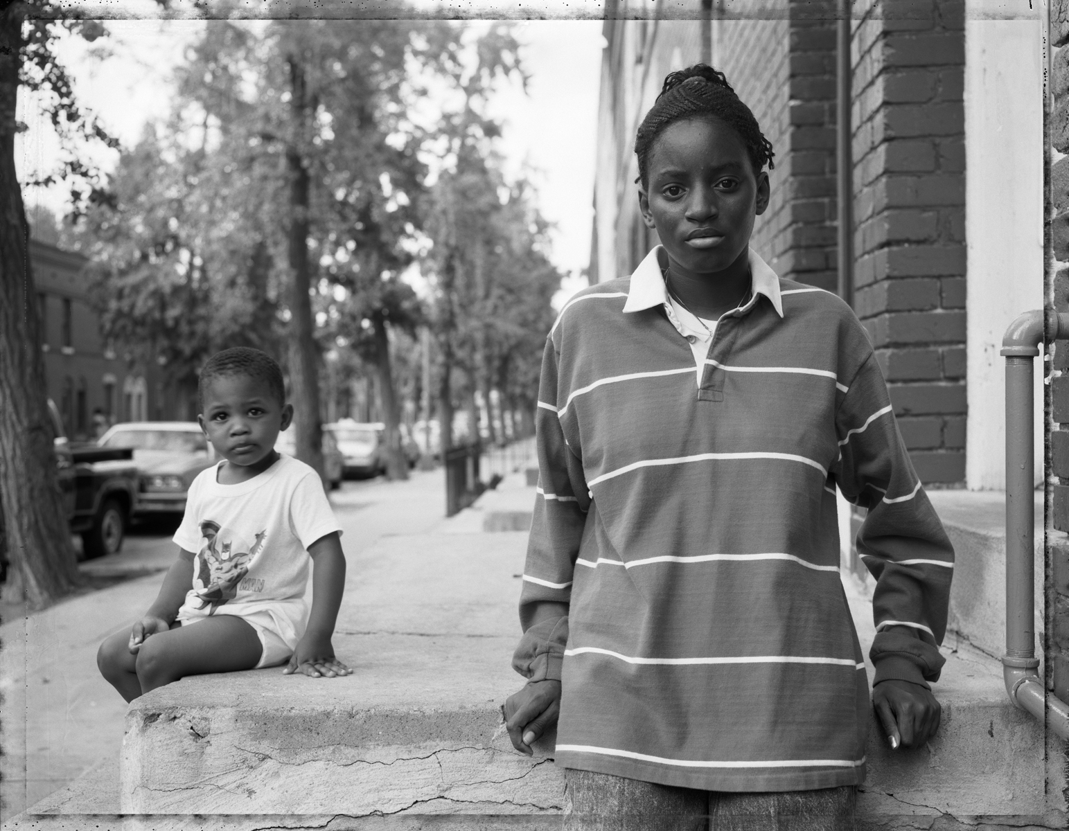 Girl and Boy Sitting on the Stoop, 1989